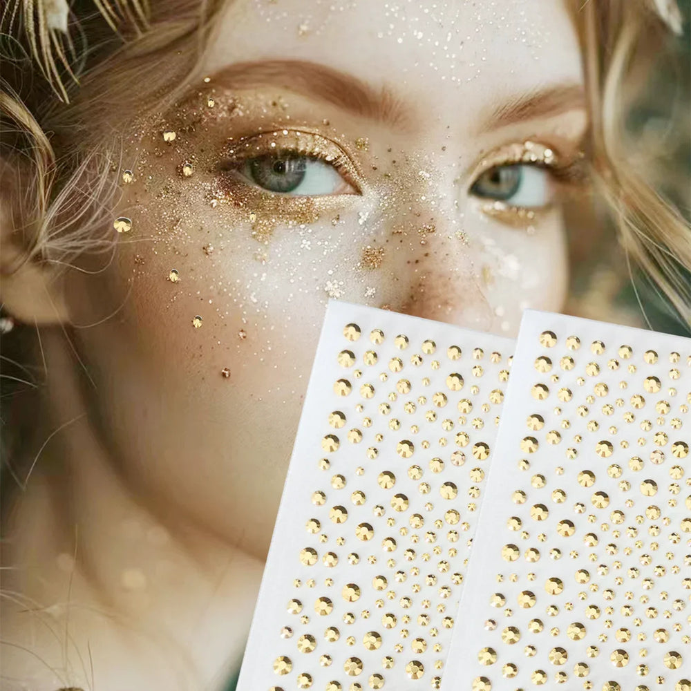 1pc golden Body Glittery Gem Stickers Makeup Y2K Style Music Festival DIY Face Jewels Stickers For Party Dance Cosplay Wedding (ONLINE ORDER ONLY)