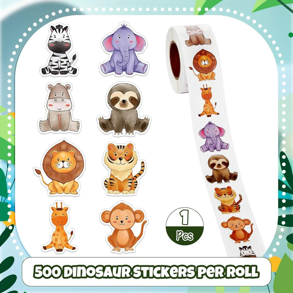 500Pcs /1 Rolls 2.5cm/1inch Fox Rabbit Lion Tiger Sticker Decoration Gift Box Sticker Label Stationery Sticker (ONLINE ORDER ONLY)