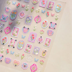 Retro Tulip Flowers Daisy Photo Frame Geometric Border Bowknot Butterfly Soft Relief Adhesive Nail Art Stickers Manicure Decals (ONLINE ORDER ONLY)