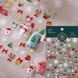 Winter Dreamy Hot Stamping Romantic White Pink Snowflakes Hexagon 3D Self Adhesive Nail Art Stickers Christmas Manicure Decals (ONLINE ORDER ONLY)