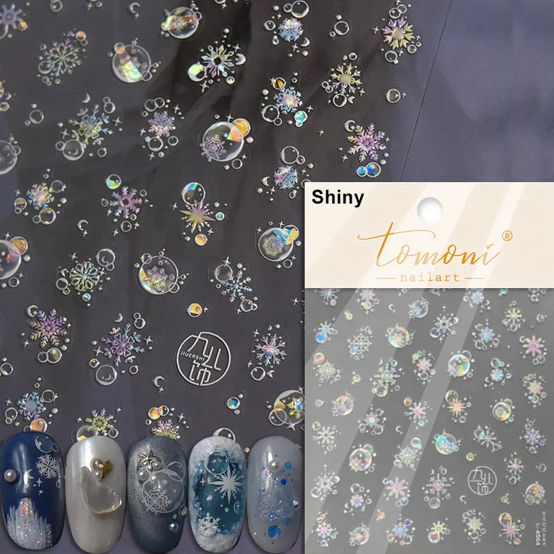 Bowknot Glove Socks Elk House Gingerbread Man Self Adhesive Nail Art Stickers Snowflake Christmas Tree Rhinestone Manicure Decal (Online Order Only)