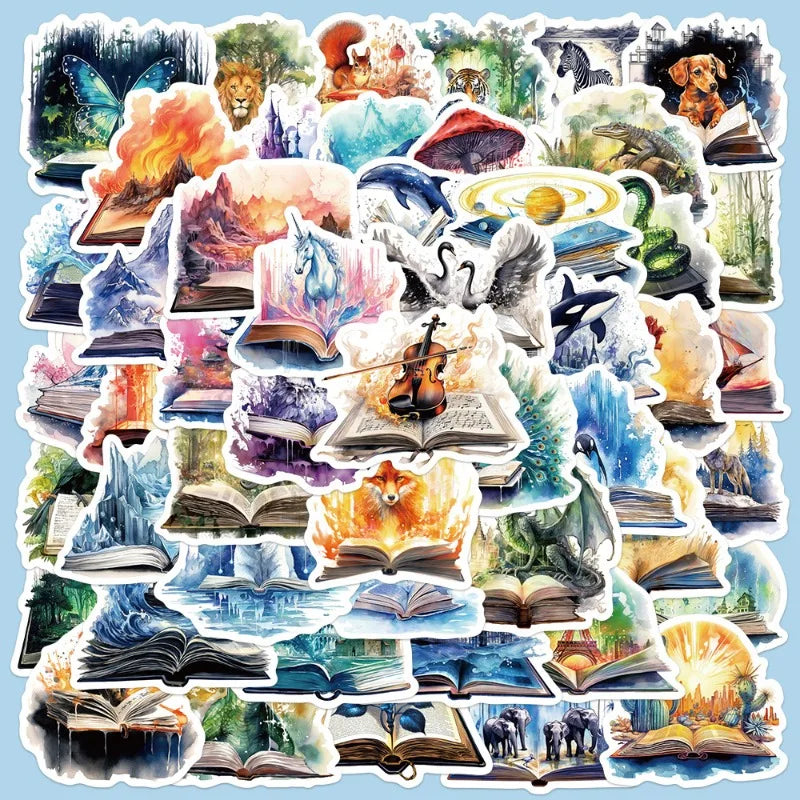 50pcs Cartoon Magic Book Graffiti Stickers for Helmet, Wall, DIY Decoration Wholesale (Online Order Only)