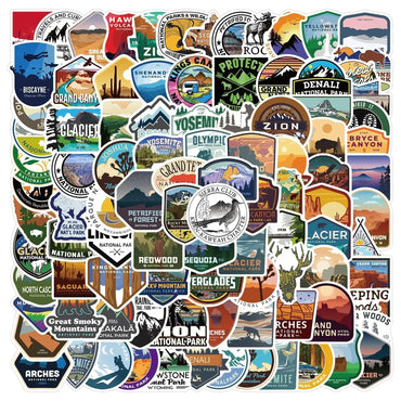 10/50/100PCS USA National Park Landscape Travel Stickers DIY Motorcycle Luggage Skateboard Cool Graffiti Sticker Decal Kid Toy (Online Order Only)