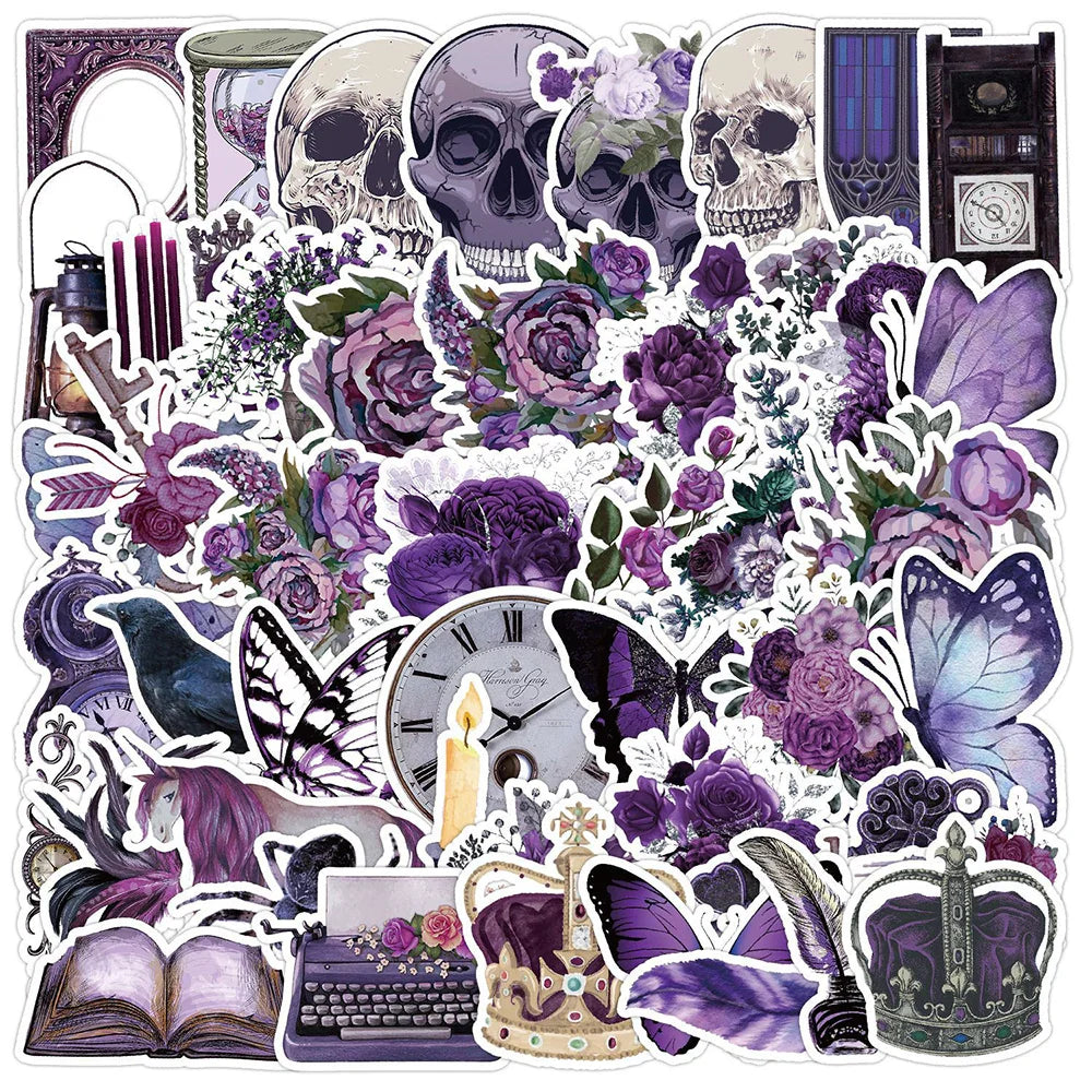 Gothic Skull Flower Stickers Waterproof Laptop Skateboard Car Phone Decor 10/30/50pcs (ONLINE ORDER ONLY)