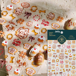 Lovely Dog Bone Bowknot Bread Graffiti Cake Cherry 3D Line Paw Adhesive Nail Art Stickers Cute Cartoon Manicure Decals Wholesale (ONLINE ORDER ONLY)