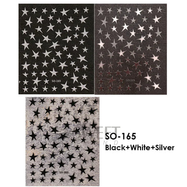 3pcs White Black Stars Nails Stickers Irregular Pentagram Decals Pink Laser Shiny Glitters Starlight Manicure Ornaments Sliders (Online Order Only)