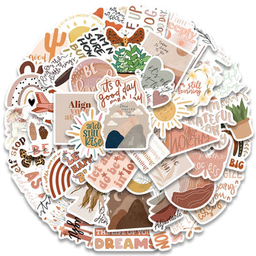 10/30/50pcs Cute Bohemia Motivational Phrases Stickers Inspirational Quotes Decals Laptop Fridge Suitcase Car Sticker Kids Toy (ONLINE ORDER ONLY)
