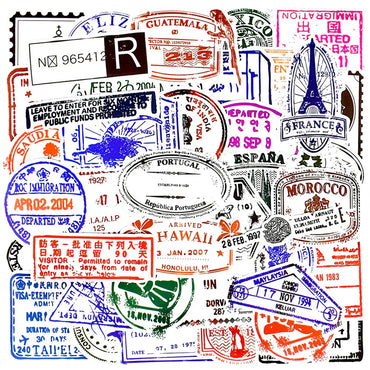 10/30/50pcs Vintage Transparent Postmark Stamp Stickers Decals Toy DIY Luggage Skateboard Fridge Car Graffiti Sticker for Kid (Online Order Only)