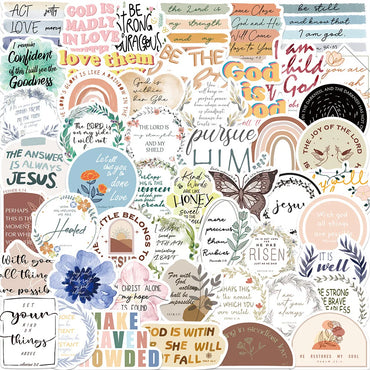 10/30/50pcs Inspirational Jesus Christian Phase Stickers Bible Verse Faith Decals Sticker for Laptop Stationary Guitar Suitcase (Online Order Only)