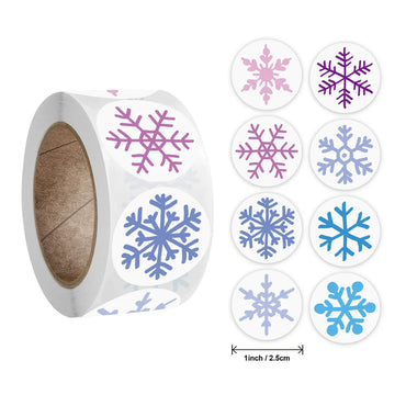 100-500Pcs Snowflake Merry Christmas Stickers Candy Bag Envelopes Sealing Label Sticker Christmas Gifts Box Decorations (ONLINE ORDER ONLY)