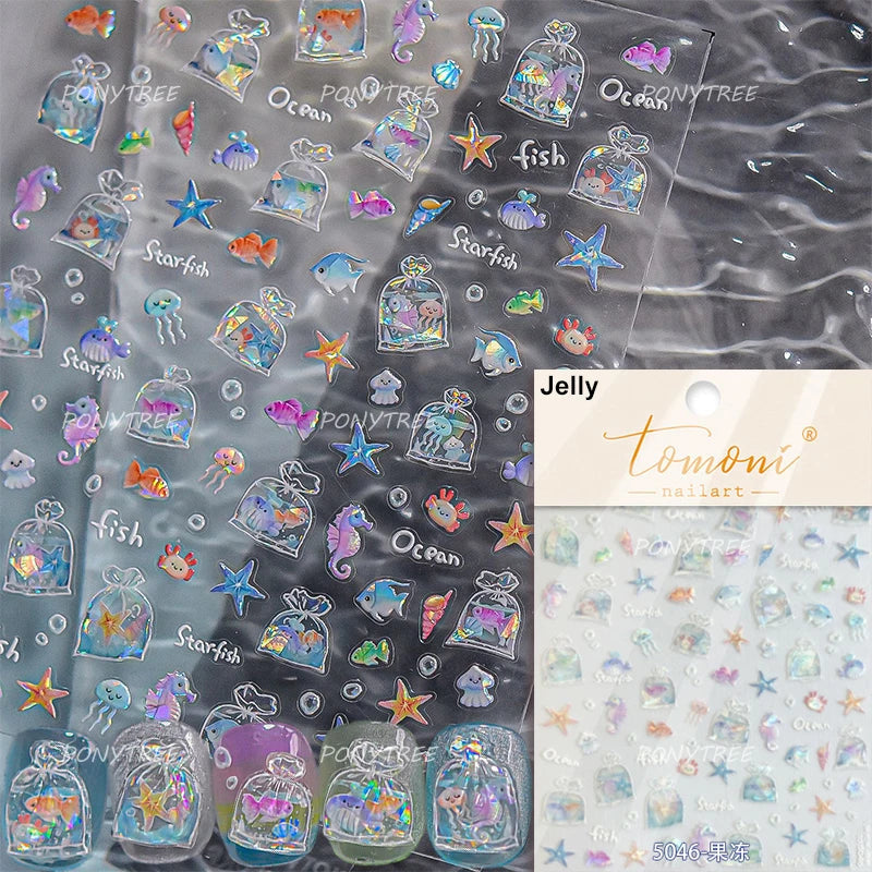 Starfish Dolphin Otter Shell Conch Whale Seahorse Pearl Oyster Infauna Self Adhesive Nail Art Stickers Manicure Decals Wholesale (ONLINE ORDER ONLY)
