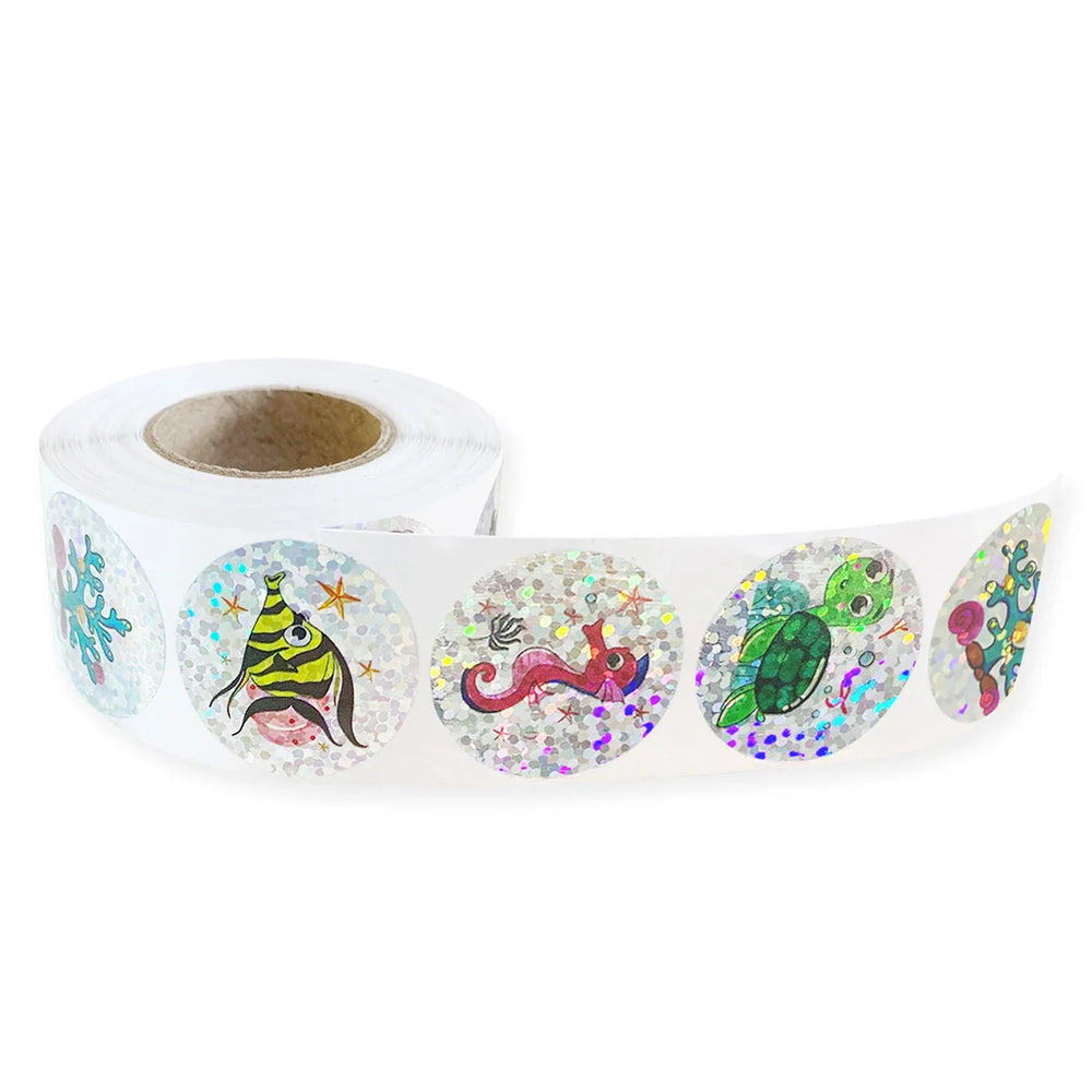 100-500pcs Rainbow Laser Sticker Marine Animals Stickers Cute School Office Stationery Supplies Gift Decoration Label (ONLINE ORDER ONLY)