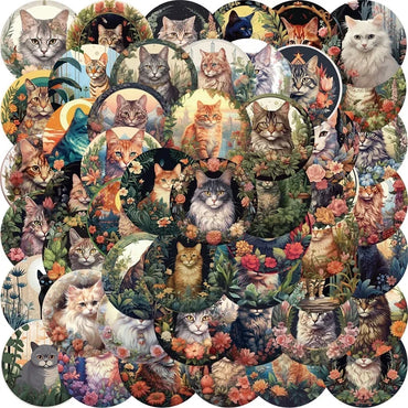10/30/50PCS Kawaii Forest Cat PVC Sticker Aesthetic DIY Colorful Decoration Scrapbooking Stationery School Supplies for Kids (ONLINE ORDER ONLY)