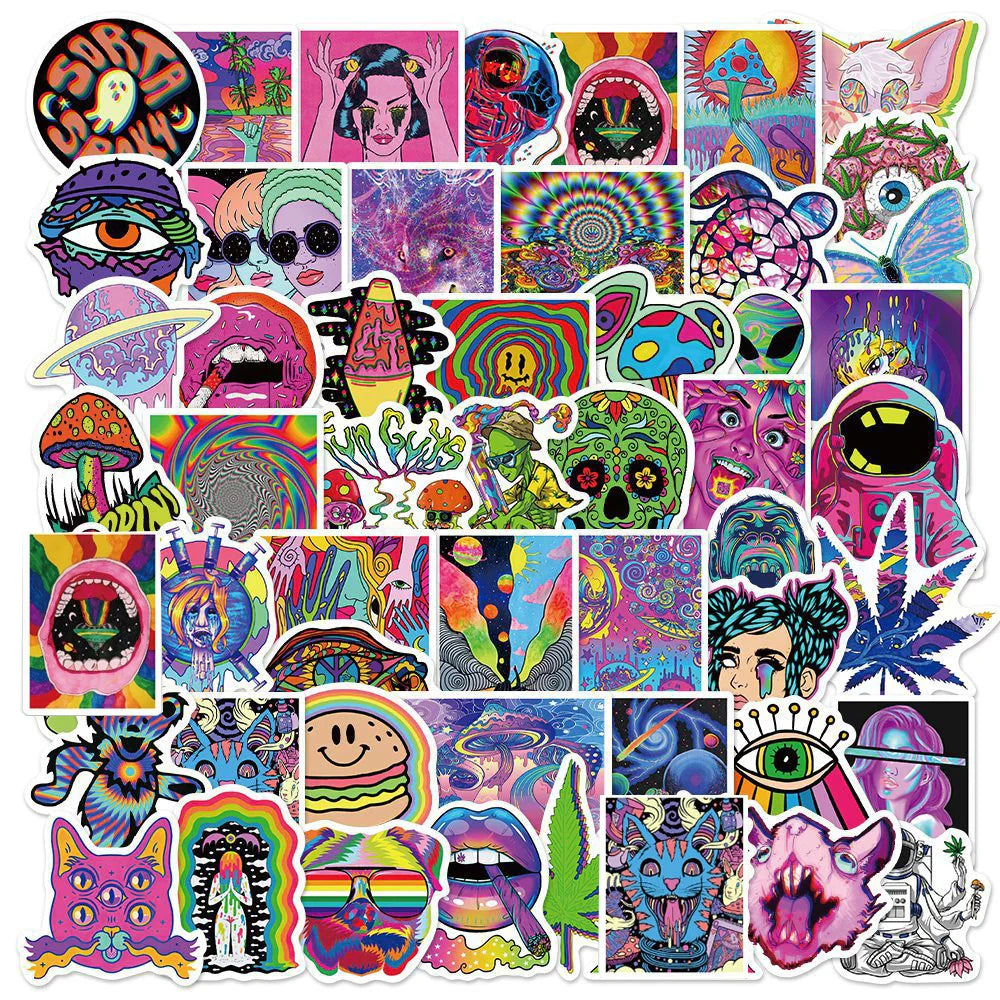 10/30/50PCS Cool Gothic Psychedelic Art Aesthetic Stickers Graffiti Decal Car Bike Skateboard Motorcycle Laptop Kid Sticker Toy (ONLINE ORDER ONLY)