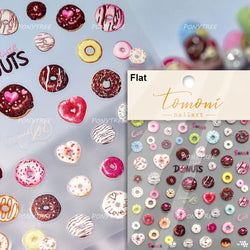 Cute Food Dog Baking Cookies Bread Rabbit Cheese Pudding Croissant Doughnut Adhesive Nail Art Decoration Sticker Manicure Decals (ONLINE ORDER ONLY)