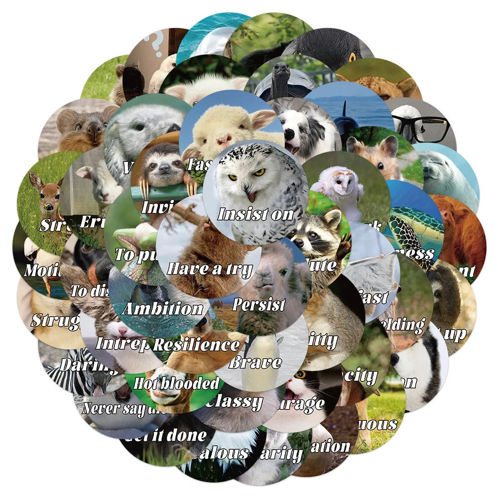Inspirational Animal Stickers Waterproof for Laptop, Phone, Guitar, Skateboard (Online Order Only)