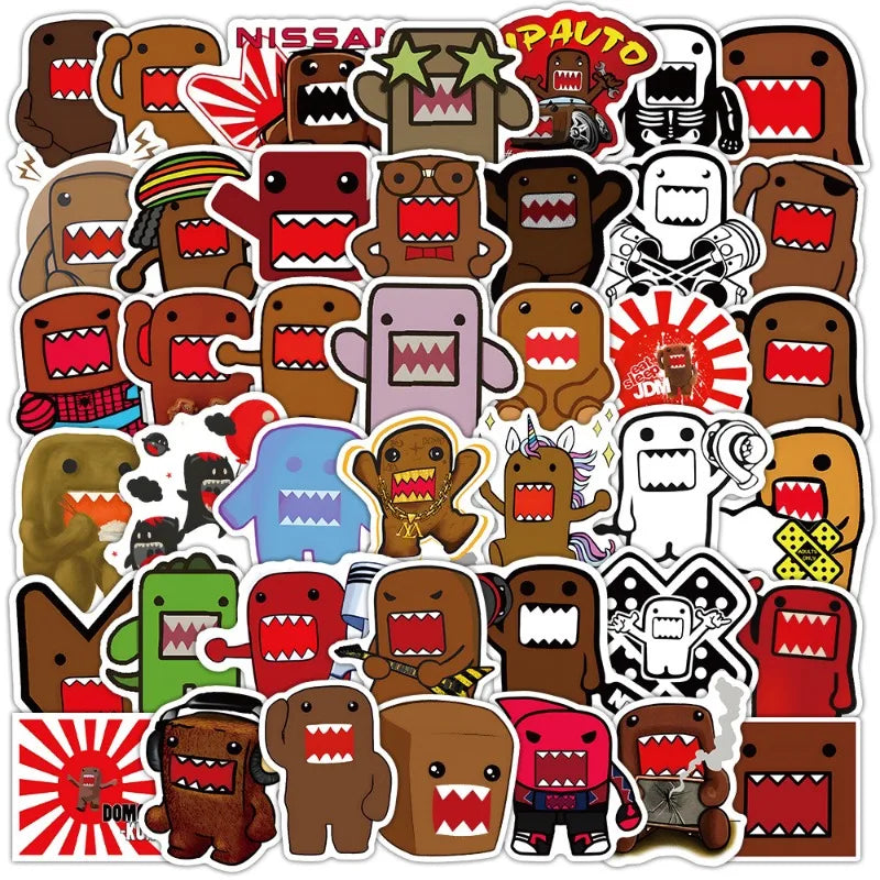50pcs Domo-kun Cartoon Stickers for Luggage, Water Bottles, Phones, Laptops, Cars, Scooters, Refrigerators (ONLINE ORDER ONLY)