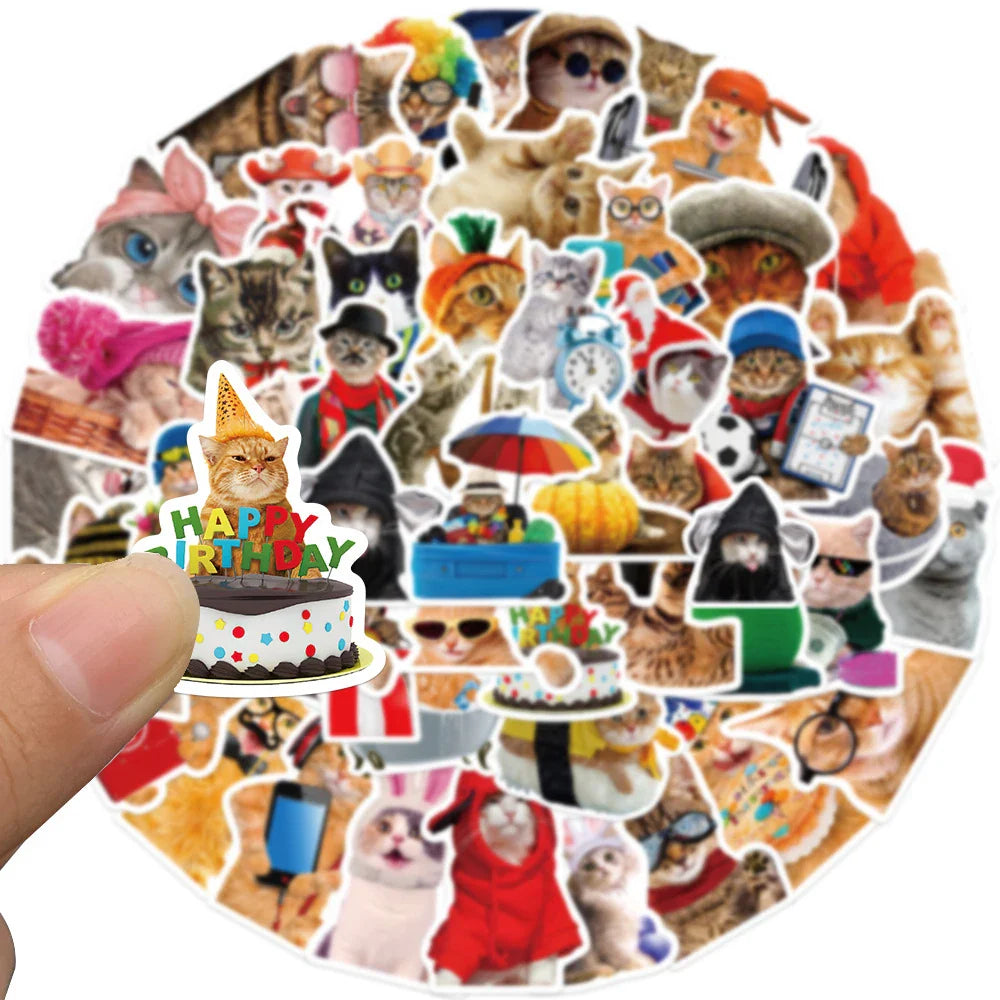 10/30/50pcs  Funny Animals Cat Meme Stickers Cute Cartoon Decals Kids Toys Laptop Notebook Luggage Motorcycle Decoration Sticker (ONLINE ORDER ONLY)
