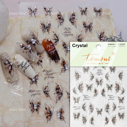 Chic Beautiful White Butterfly Shiny Lace Star Adhesive Nail Art Stickers Animals Charm Snowflake Manicure Decals Nail Supplies (Online Order Only)