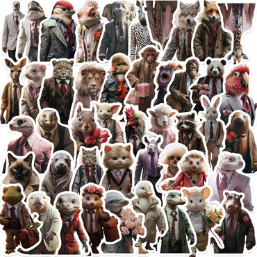 10/50PCS Cute Funny Animal Dressed Graffiti Stickers DIY Scrapbooking Luggage Skateboard Fridge Laptop Guitar Sticker Decals Toy (ONLINE ORDER ONLY)