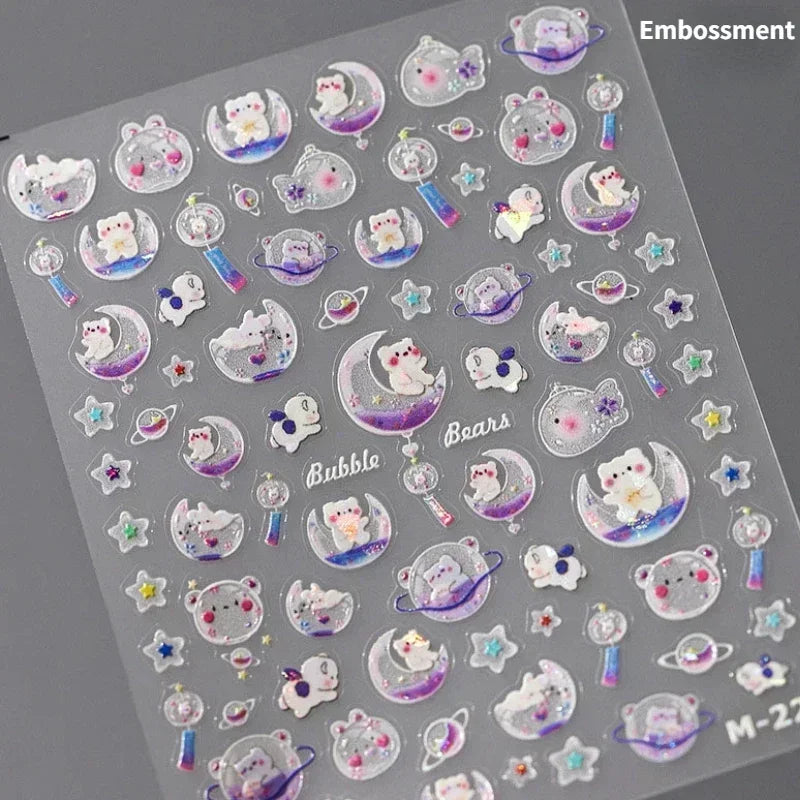Cute Mango Dog Puppy Bear Bichon Blueberries Strawberry Cake Fruit Juice Desserts Corgi Adhesive Nail Art Sticker Manicure Decal (Online Order Only)