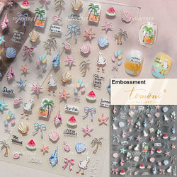 Summer Beach Bikini Watermelon Duck Cat Ice Cream Shell Coconut Tree Cherry Starfish Sunglasses Nail Art Sticker Manicure Decals (ONLINE ORDER ONLY)