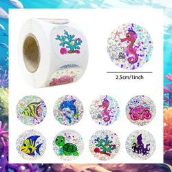 100-500pcs Rainbow Laser Sticker Marine Animals Stickers Cute School Office Stationery Supplies Gift Decoration Label (ONLINE ORDER ONLY)