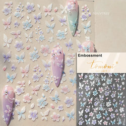 Chic Beautiful White Butterfly Shiny Lace Star Adhesive Nail Art Stickers Animals Charm Snowflake Manicure Decals Nail Supplies (Online Order Only)