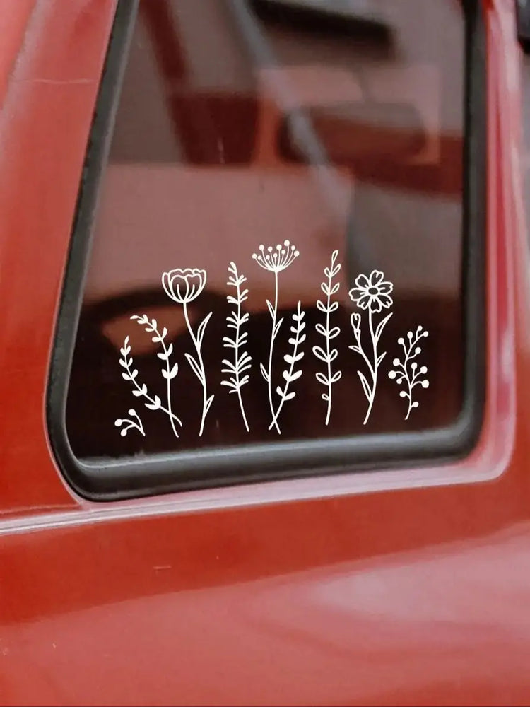 Wildflower Car Stickers Decoration Bumper laptop Sticker Rear Window Fashion Stickers Plant Lover Creative Sport PVC Vinyl Decal (ONLINE ORDER ONLY)