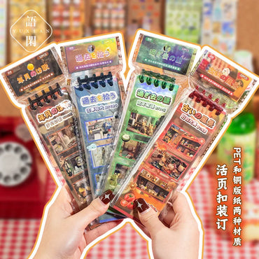 32pages/book Time Letter Series Cut film Sticker Vintage Cute Journal Collage Material Handbook DIY Decoration Stickers (Online Order Only)