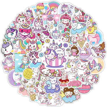 10/50pcs Cartoon Cute Rainbow Unicorn Stickers Pack for Scrapbooking Laptop Travel Luggage Laptop Wall Car Decoration Decal (ONLINE ORDER ONLY)