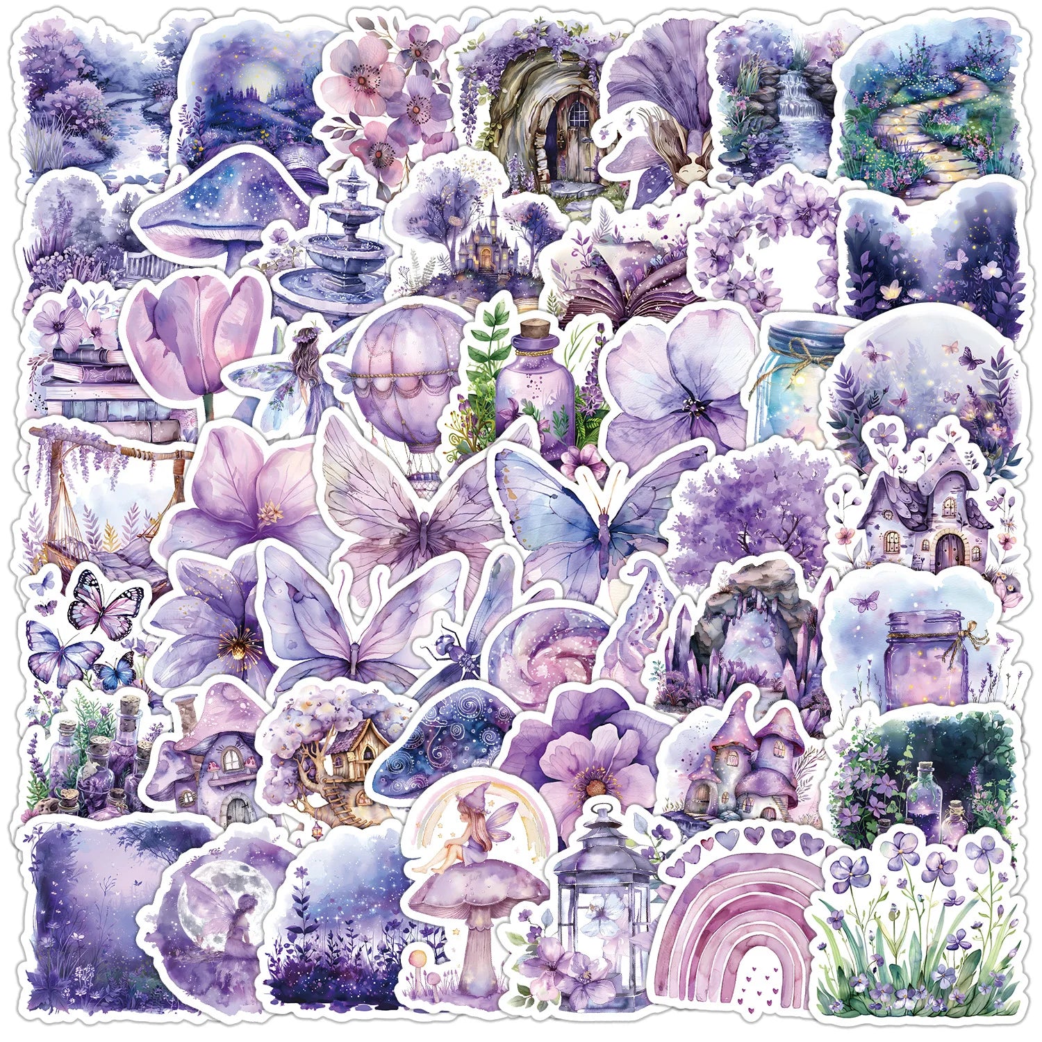 50pcs Cute Fairy Garden Cartoon Stickers for Helmet, Wall, DIY Decoration (ONLINE ORDER ONLY)