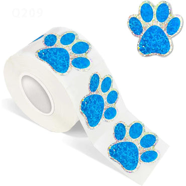 100-500pcs Blue laser Sticker Paw Print Reward Stickers Dog Cat Bear Paw Labels for Teacher Student Stationery Sticker (Online Order Only)