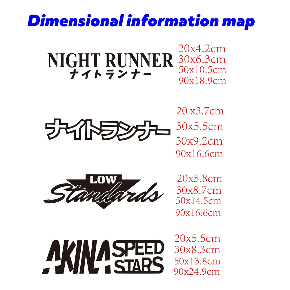 JDM Car Sticker NIGHT RUNNER&Not Fast Just Loud&Low Standards&Speed Stars JDM Windscreen Banner Competition Decoration Decals (ONLINE ORDER ONLY)