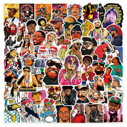 50pcs HipHop Rap Singer Rapper Stickers For Guitar Stationery Suitcase Sticker Vintage Craft Supplies Scrapbooking Materiales (ONLINE ORDER ONLY)