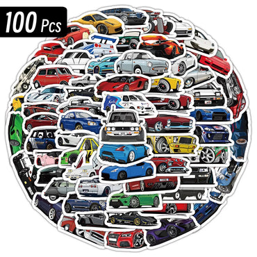 10/50/100 Pcs Retrofit Racing Car Graffiti Stickers Laptop Guitar Luggage Bike Skateboard Waterproof Sticker Decal Kid Toy (Online Order Only)