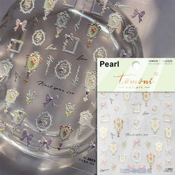 Retro Rose Gold Silver Totem Picture Photo Frame Flower 5D Self Adhesive Nail Art Stickers 5D Shiny Rhinestone Manicure Decals (ONLINE ORDER ONLY)