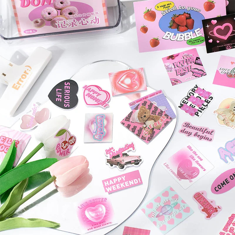 40/60Pcs/box Retro Girls House Series Sticker Hand Account DIY Album Decoration Scrapbooking Stickers Kawaii Korean Stationery (ONLINE ORDER ONLY)