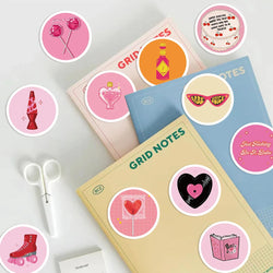 60pcs Pink American Groovy Stickers Aesthetic PVC School Stationery Children Sketchbook Diary Laptop Scrapbook Supplies for Kids (ONLINE ORDER ONLY)