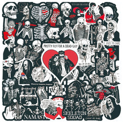 Gothic Red Black Skeleton Love Stickers for Laptop Guitar Luggage Motorcycle (Online Order Only)