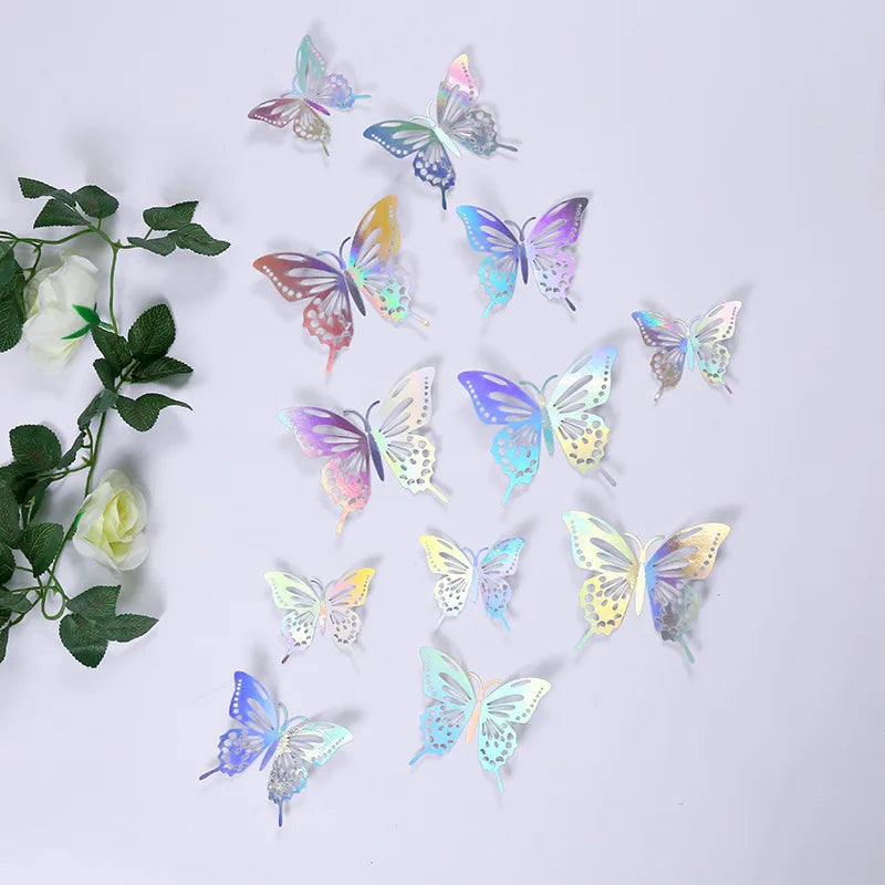 12pcs Suncatcher Sticker 3D Effect Crystal Butterflies Wall Sticker Beautiful Butterfly for Kids Room Wall Decal Home Decoration (ONLINE ORDER ONLY)