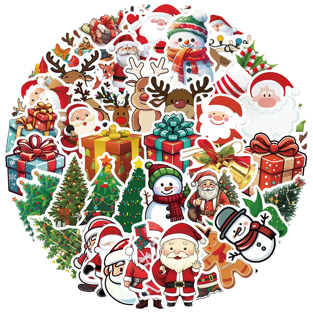 Christmas Cartoon Stickers for Suitcase, Skateboard, Laptop, Phone - 10/30/50pcs (ONLINE ORDER ONLY)