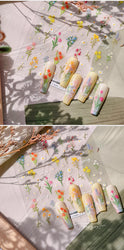 Field Bouquet Canola Flowers Daisy Tulip Garden Lavender Spring Embossed Reliefs Self Adhesive Nail Art Stickers Manicure Decals (ONLINE ORDER ONLY)