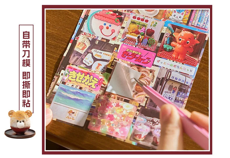 20 Sheets Japanese Retro Dessert Cut Film Sticker Book Y2K Sticker Journal Handbook Scrapbooking Kawaii Decoration Sticker Gift (ONLINE ORDER ONLY)