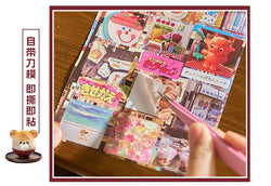 20 Sheets Japanese Retro Dessert Cut Film Sticker Book Y2K Sticker Journal Handbook Scrapbooking Kawaii Decoration Sticker Gift (ONLINE ORDER ONLY)