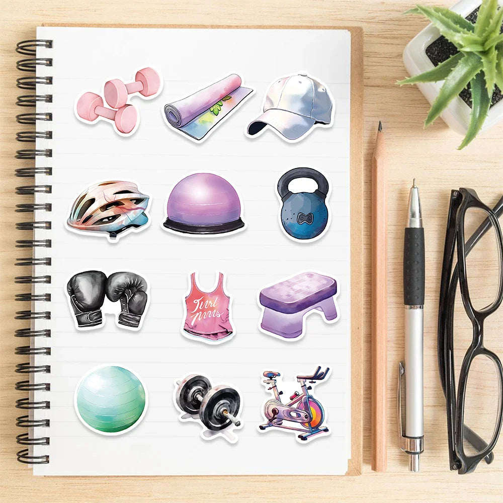 50pcs Inspirational Fitness Graffiti Sticker Decals DIY Water Bottle Motorcycle Laptop GYM Sport Sticker for Kid Toys (ONLINE ORDER ONLY)