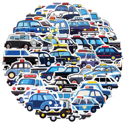 Cartoon Police Car Stickers for Kids - Suitcase, Skateboard, Laptop, Phone, DIY Decal (10/30/50 Pcs) (ONLINE ORDER ONLY)