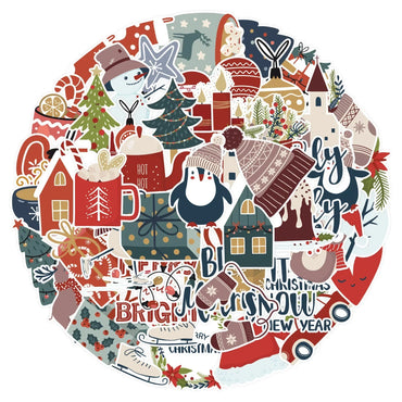 10/50PCS Kawaii Cartoon Christmas Art Aesthetic Stickers Pack for Kids Toy Diary Laptop Scrapbook Decoration Graffiti Sticker (Online Order Only)