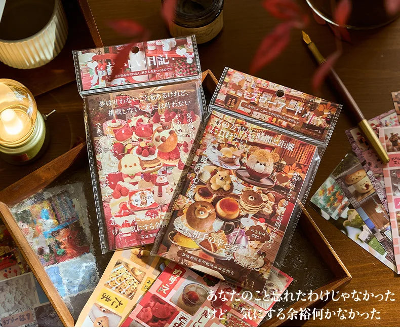 20 Sheets Japanese Retro Dessert Cut Film Sticker Book Y2K Sticker Journal Handbook Scrapbooking Kawaii Decoration Sticker Gift (ONLINE ORDER ONLY)