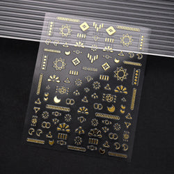 1pc 3D Gradient French Nail Stickers with Crown & Tassel Design Gold Silver Lines Self-Adhesive Nail Art Waterfall Manicure Foil (Online Order Only)